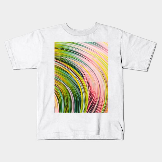 Pink, Yellow & Green Abstract Colorful Art Strands Kids T-Shirt by love-fi